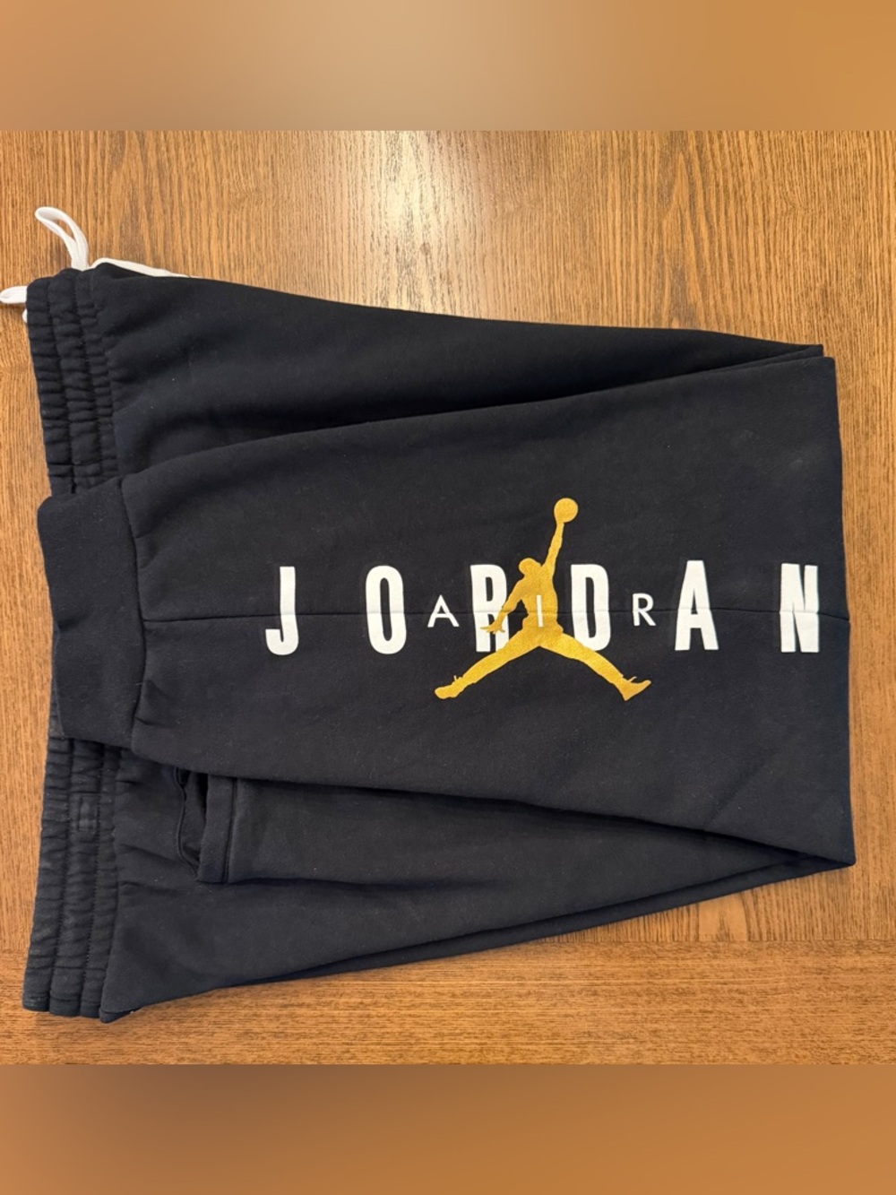 Jordan Black Joggers with Gold Jumpman and White Lettering